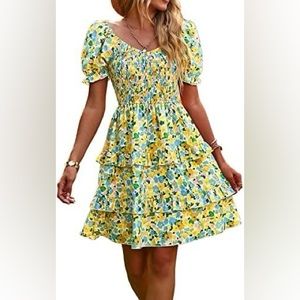 COPY - NWOT Amazon Ruffle A Line Short Sleeve Flora Mini Dress Size XL